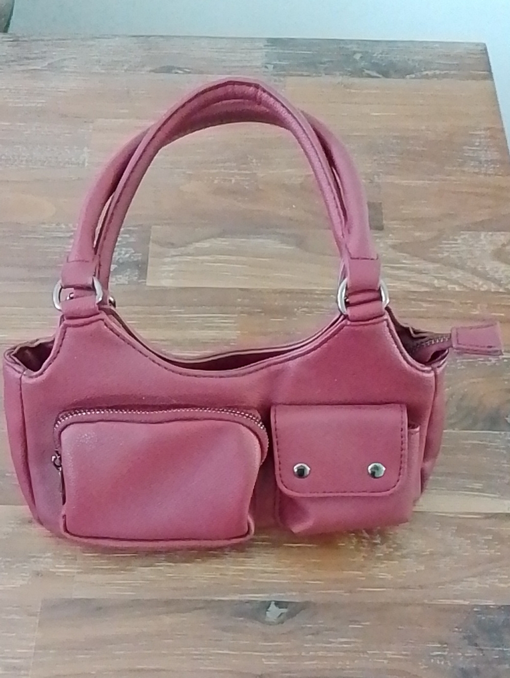Ardene Rose Pink Shoulder Bag with Front Pockets